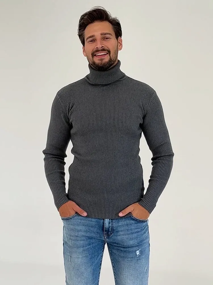 Ribbed Slim Fit Knitted Pullover Turtleneck Sweater (US Only) sold by Coofandy