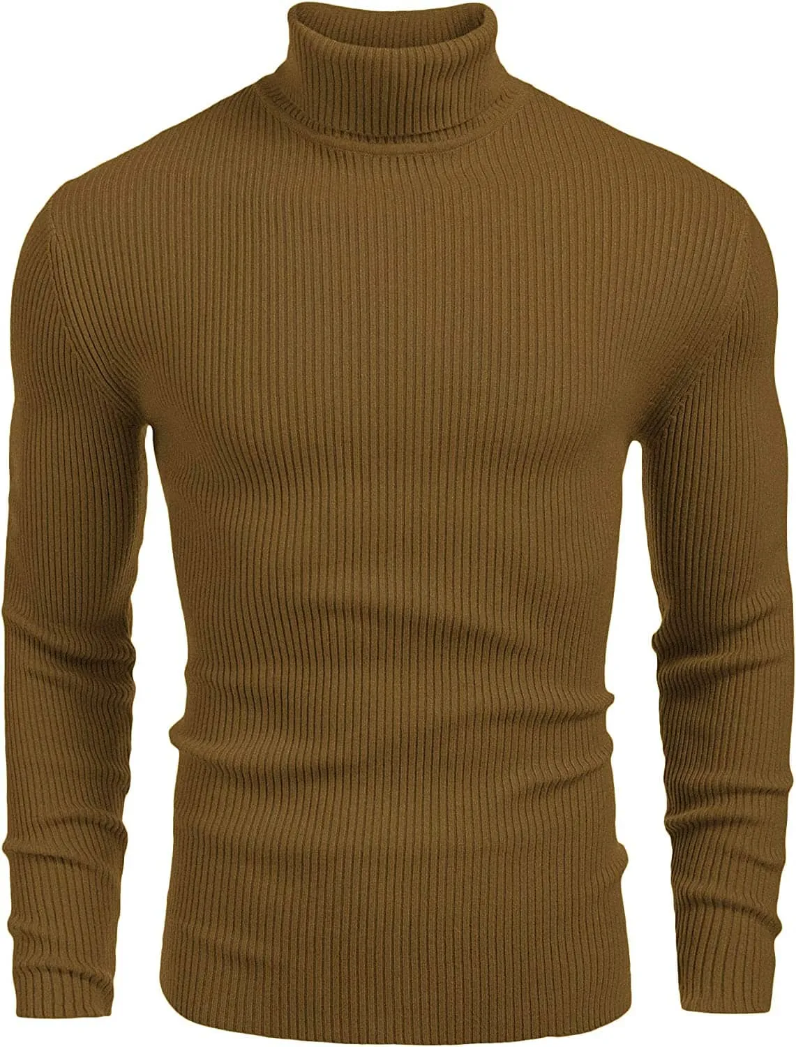 Ribbed Slim Fit Knitted Pullover Turtleneck Sweater (US Only) sold by Coofandy product image thumbnail 3