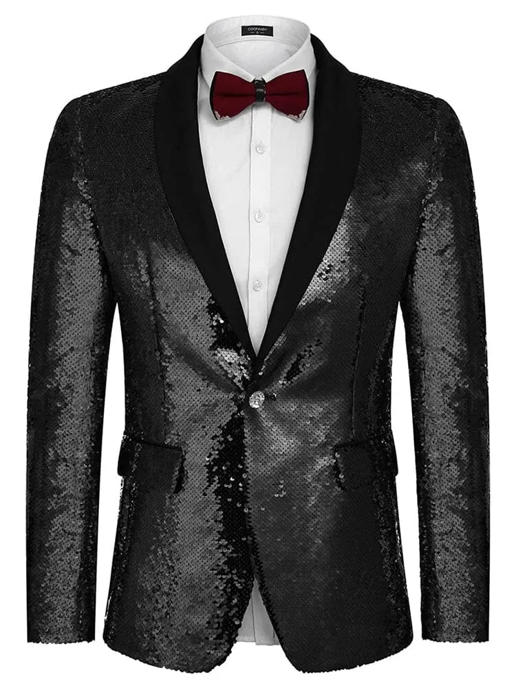 Shiny Sequin Blazer Tuxedo Suit (US Only) sold by Coofandy