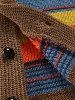 Multicolor Lapel Neck Sweater Coat sold by Coofandy