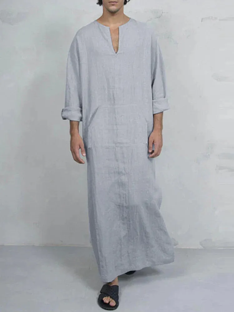 Linen One-Piece Hexagonal Pocket Long Shirt sold by Coofandy product image thumbnail 4