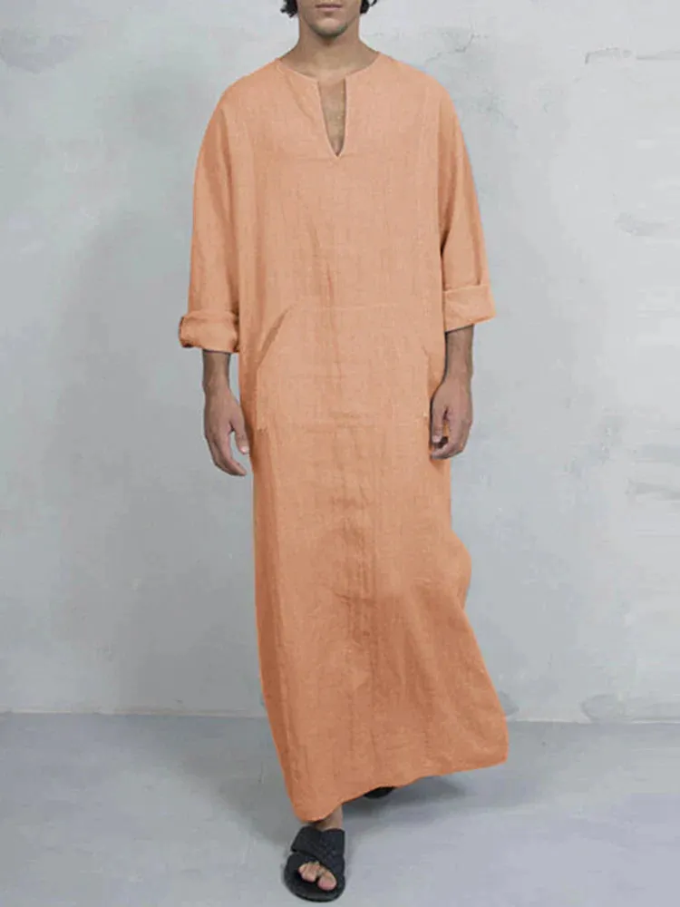 Linen One-Piece Hexagonal Pocket Long Shirt sold by Coofandy product image thumbnail 5