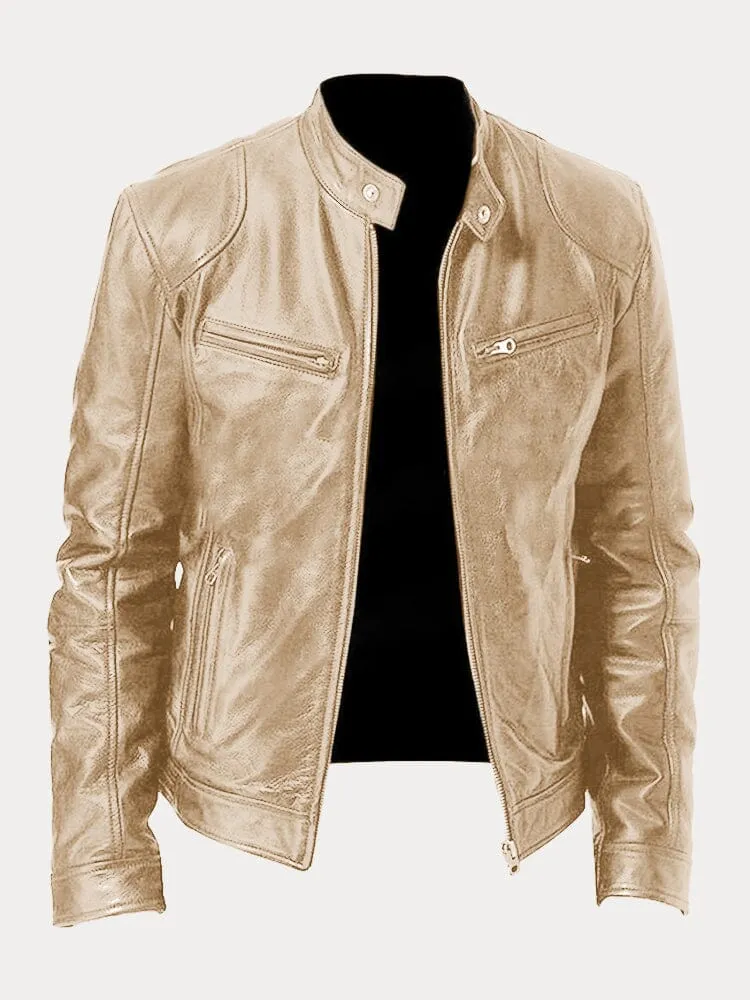 Casual Zipper Leather Biker Jacket sold by Coofandy product image thumbnail 5