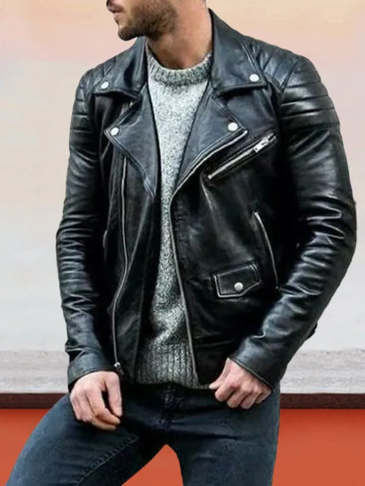 Punk Motorcycle Leather Jacket sold by Coofandy product image thumbnail 3