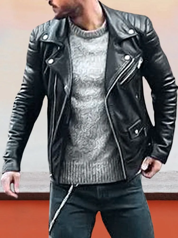 Punk Motorcycle Leather Jacket sold by Coofandy product image thumbnail 4