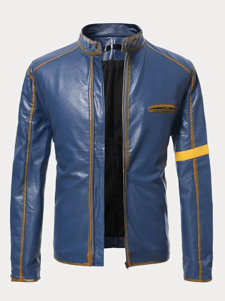 Stand Collar Punk Leather Jacket sold by Coofandy product image thumbnail 4