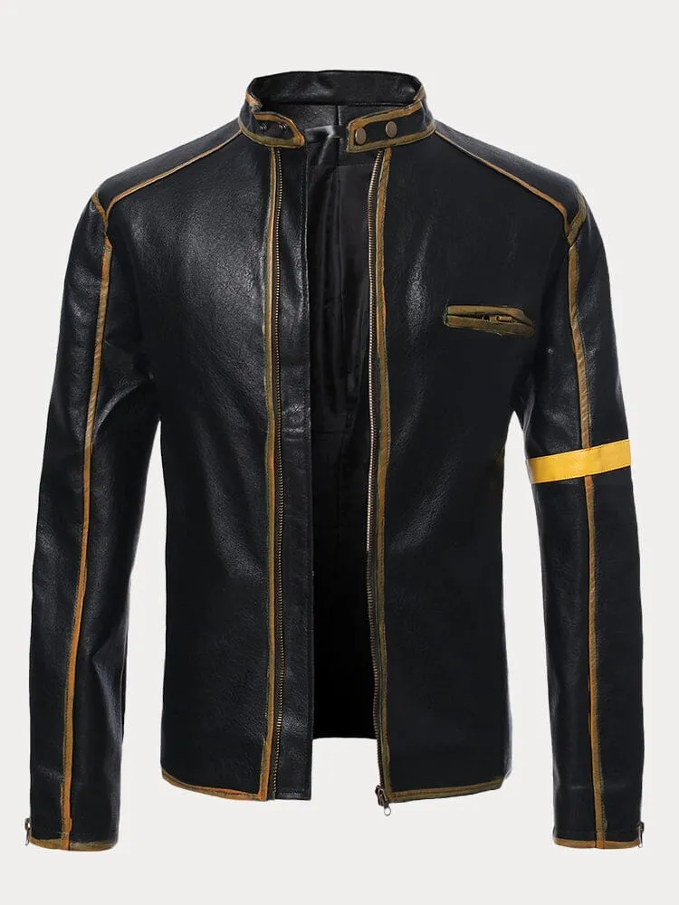 Stand Collar Punk Leather Jacket sold by Coofandy product image thumbnail 3