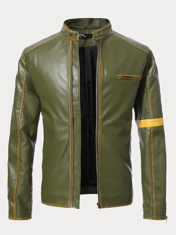 Stand Collar Punk Leather Jacket sold by Coofandy product image thumbnail 2