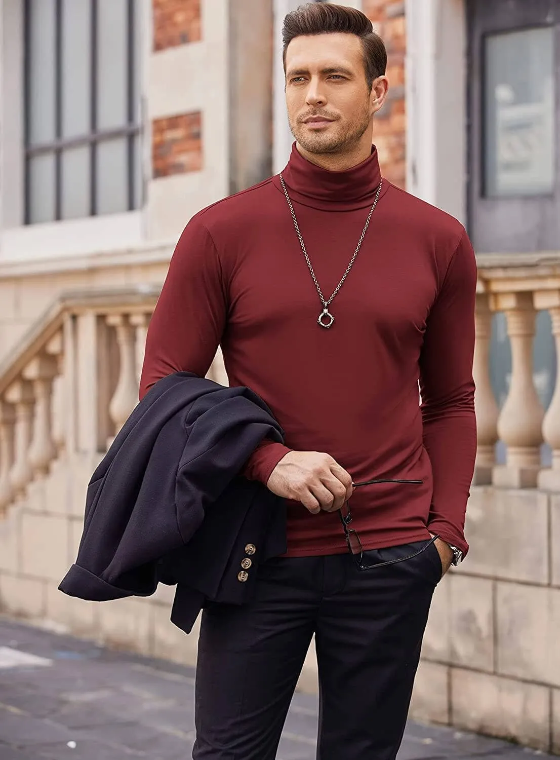 Slim Fit Turtleneck Basic Cotton Sweater (US Only) sold by Coofandy product image thumbnail 2