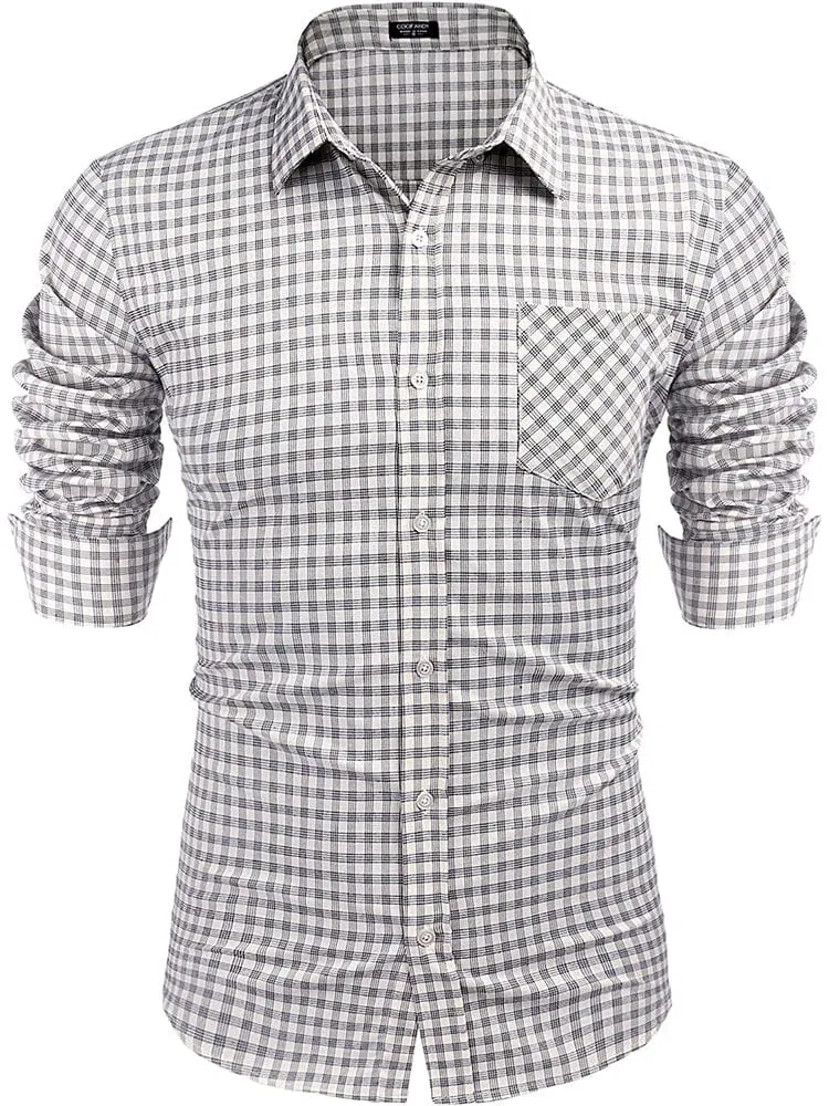 Business Button Up Plaid Shirts (US Only) sold by Coofandy