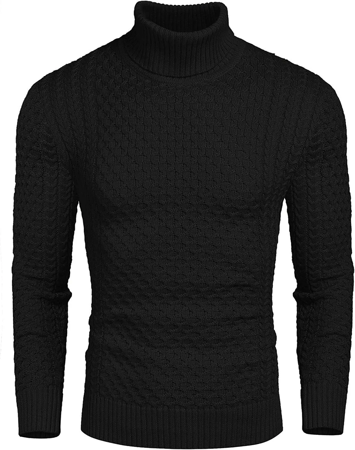 Slim Fit Turtleneck Knitted Twisted Pullover Sweaters (US Only) sold by Coofandy product image thumbnail 4