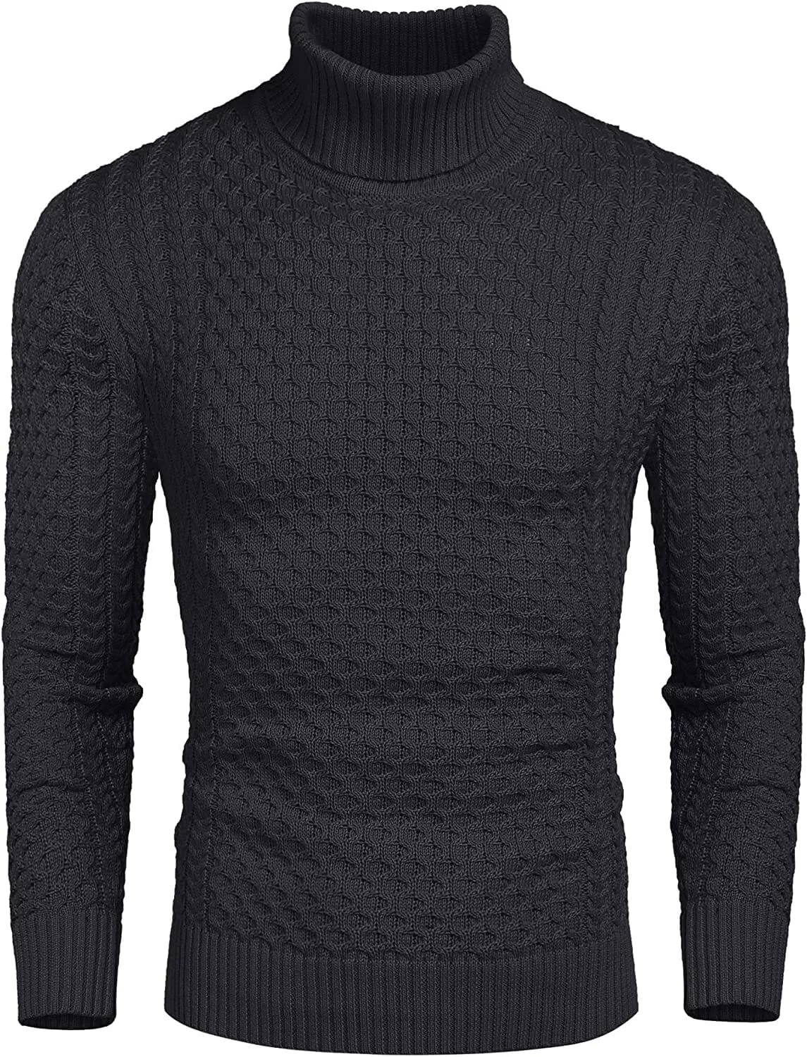Slim Fit Turtleneck Knitted Twisted Pullover Sweaters (US Only) sold by Coofandy product image thumbnail 5