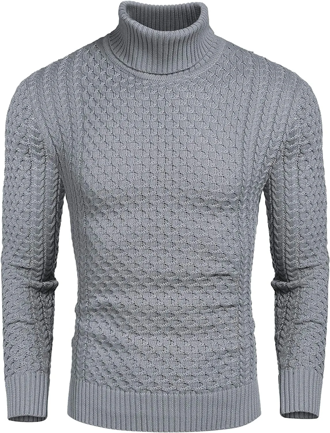 Slim Fit Turtleneck Knitted Twisted Pullover Sweaters (US Only) sold by Coofandy product image thumbnail 2