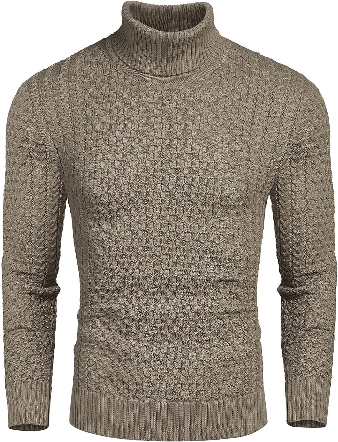 Slim Fit Turtleneck Knitted Twisted Pullover Sweaters (US Only) sold by Coofandy product image thumbnail 3