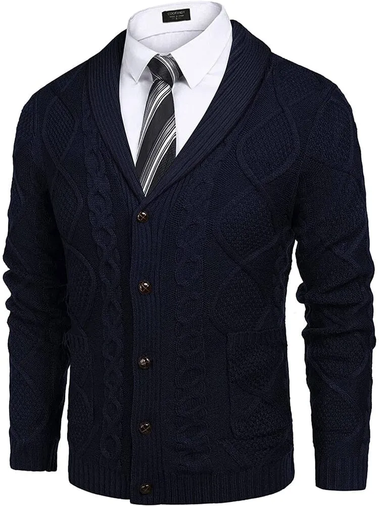 Shawl Collar Button Down Knitted Sweater with Pockets (US Only) sold by Coofandy product image thumbnail 5