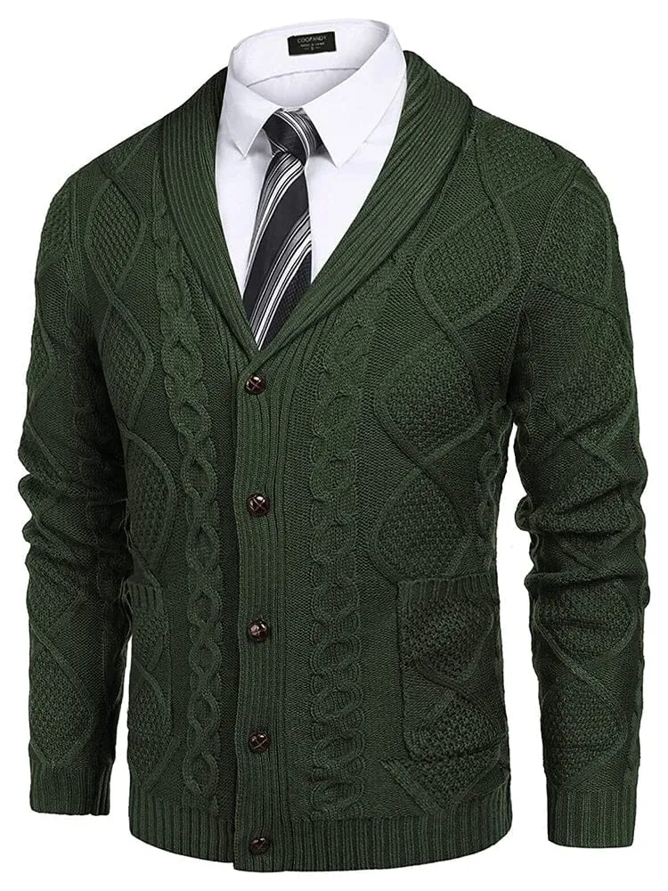 Shawl Collar Button Down Knitted Sweater with Pockets (US Only) sold by Coofandy product image thumbnail 2