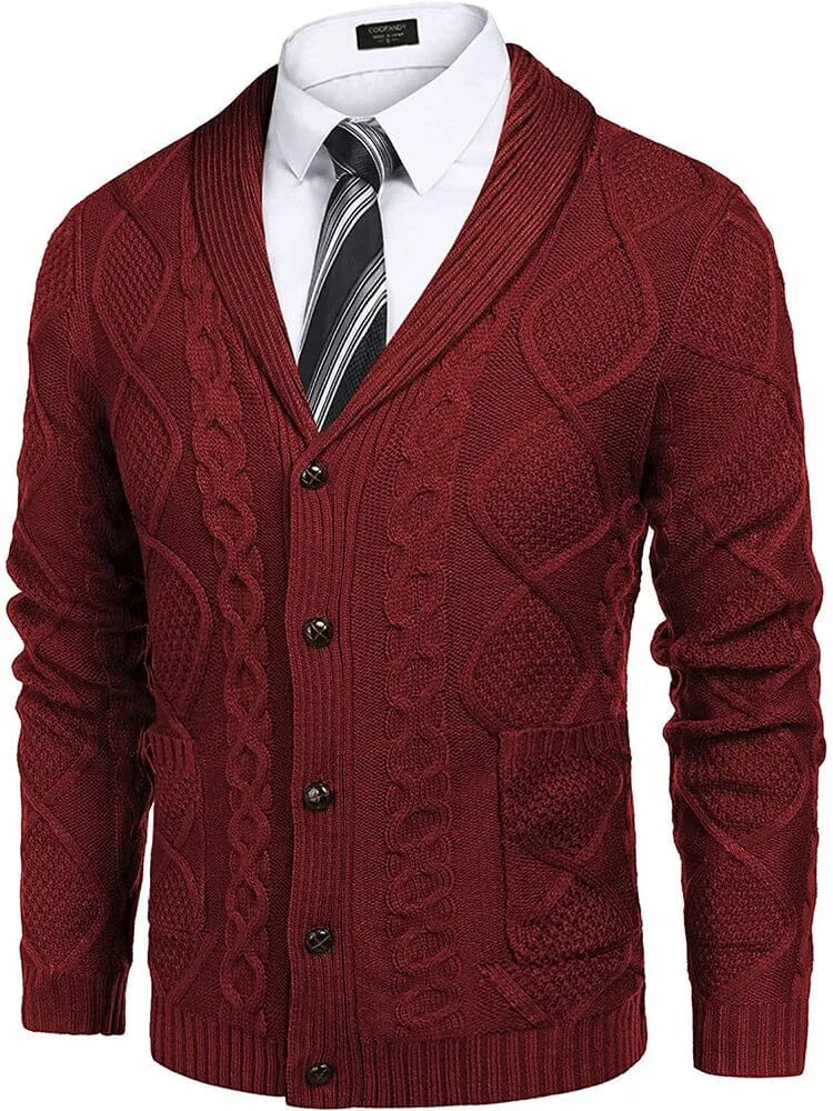 Shawl Collar Button Down Knitted Sweater with Pockets (US Only) sold by Coofandy product image thumbnail 3