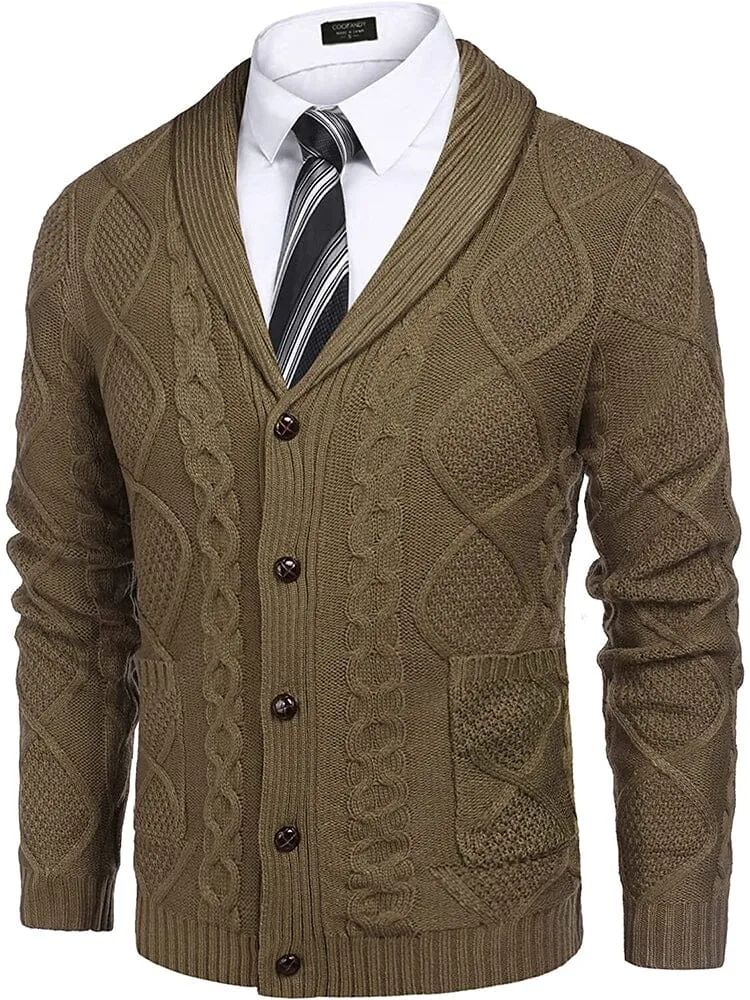 Shawl Collar Button Down Knitted Sweater with Pockets (US Only) sold by Coofandy product image thumbnail 4