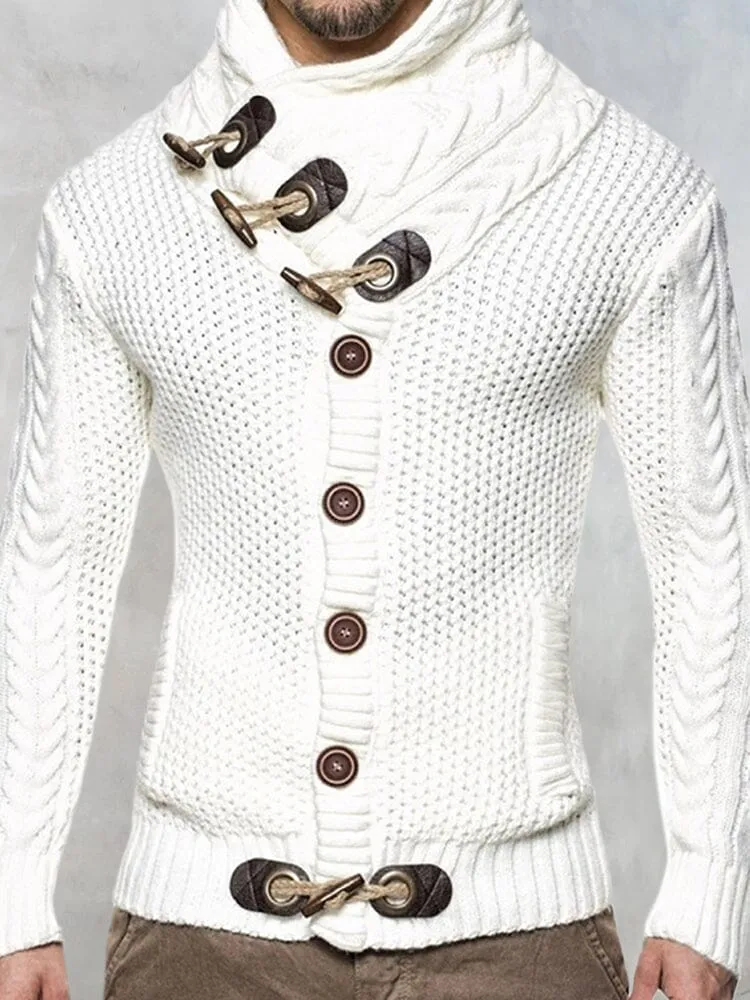Fashion Knitted High Collar Button Sweater sold by Coofandy