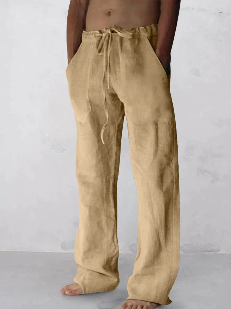 wide-legged linen style comfortable pants sold by Coofandy product image thumbnail 4