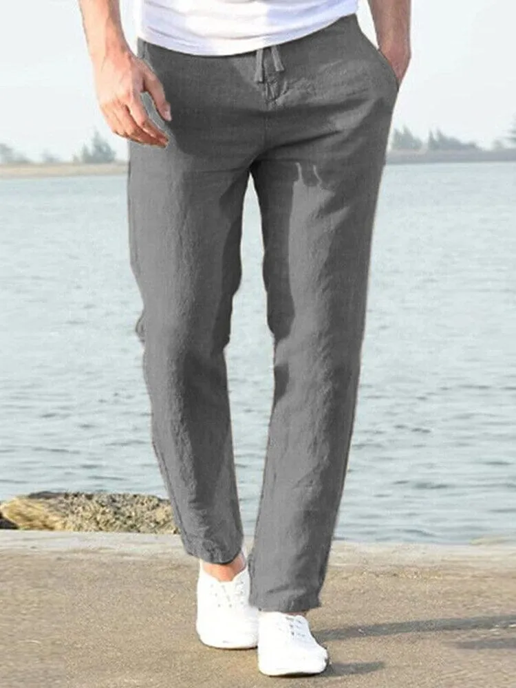 Casual Loose Solid Color Lacing Elastic Waist Pants sold by Coofandy product image thumbnail 5