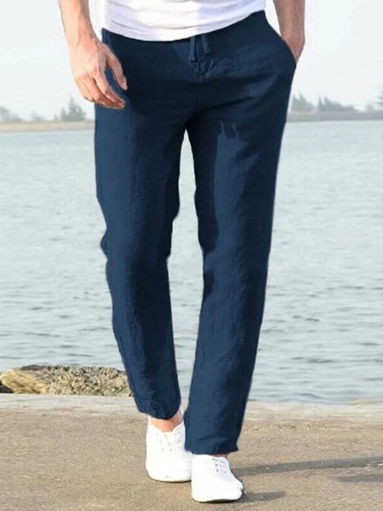 Casual Loose Solid Color Lacing Elastic Waist Pants sold by Coofandy product image thumbnail 2