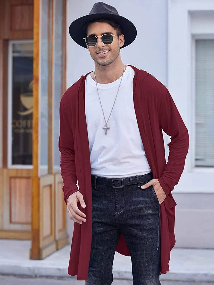 Long Hooded Shawl Collar Overcoat with Pockets (US Only) sold by Coofandy