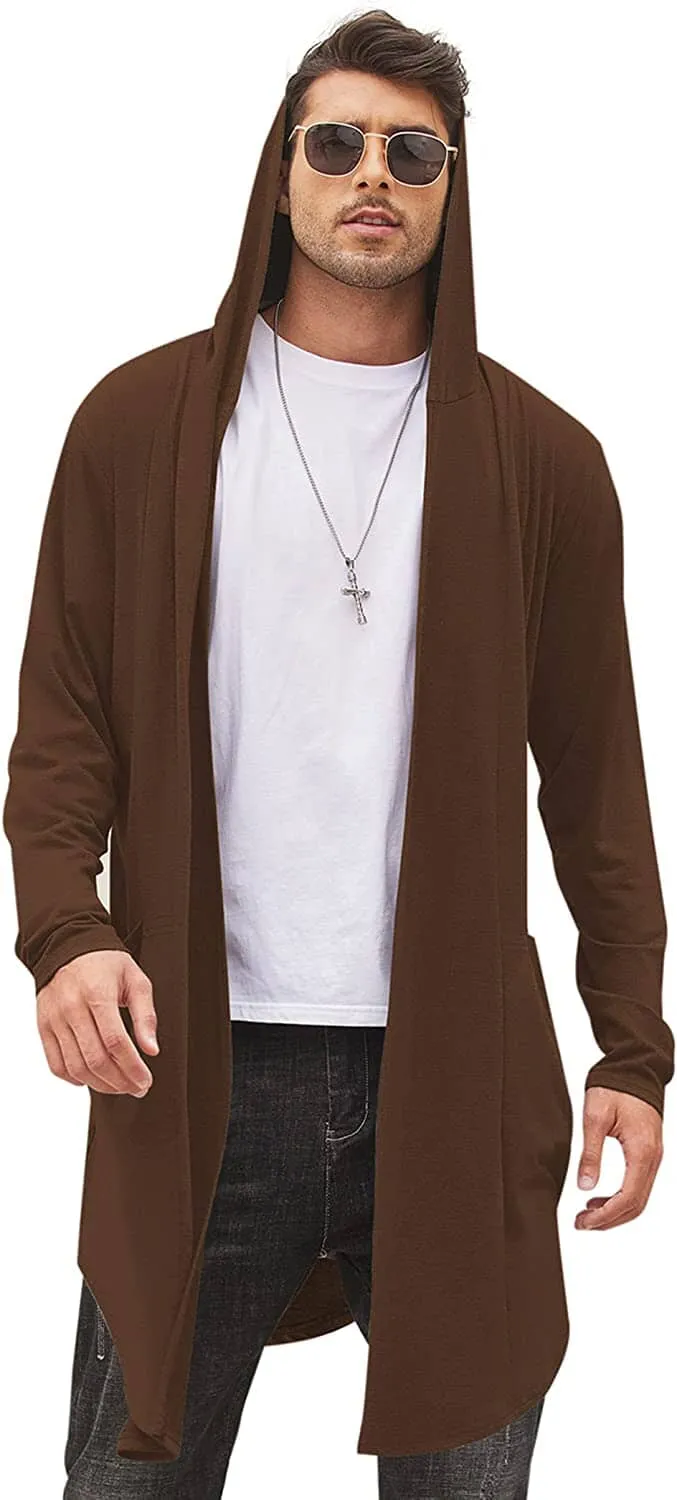 Long Hooded Shawl Collar Overcoat with Pockets (US Only) sold by Coofandy product image thumbnail 4