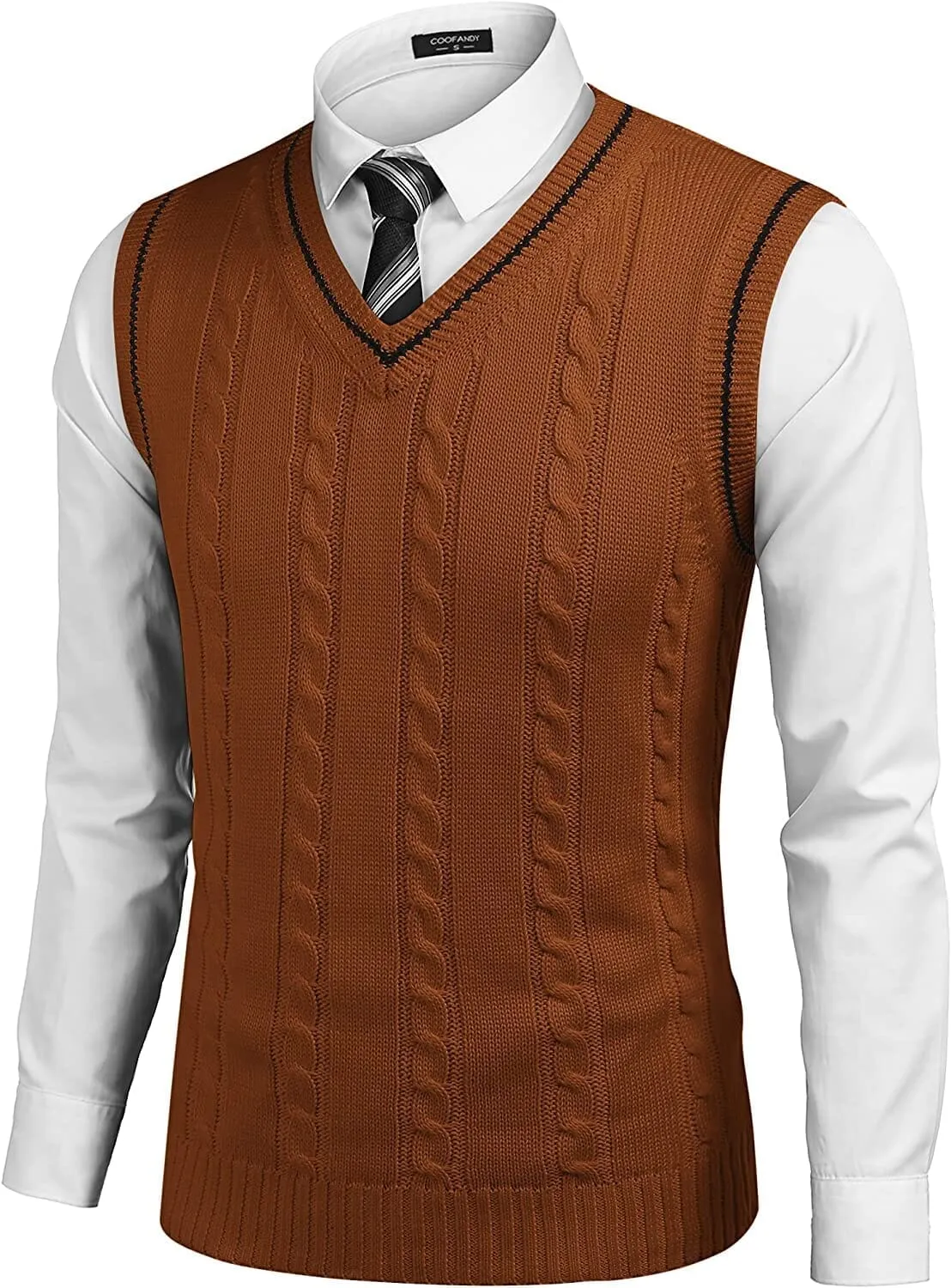 V Neck Sleeveless Knitted Pullover Vest Sweater (US Only) sold by Coofandy product image thumbnail 5