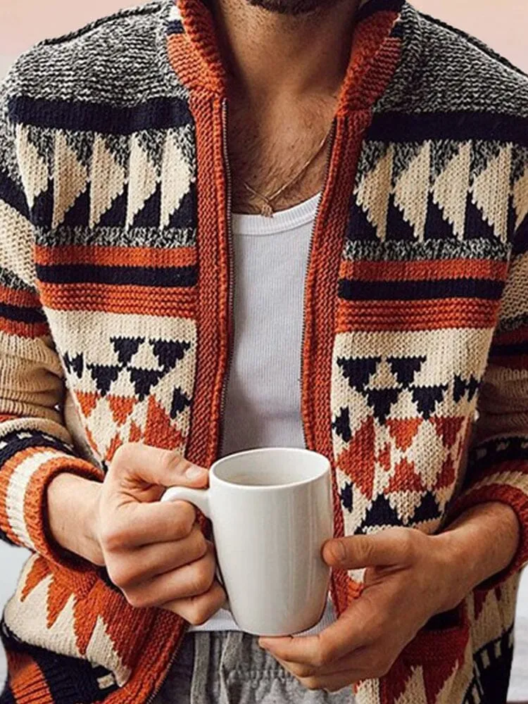 Long Sleeve Lapel Jacquard Sweater sold by Coofandy product image thumbnail 4