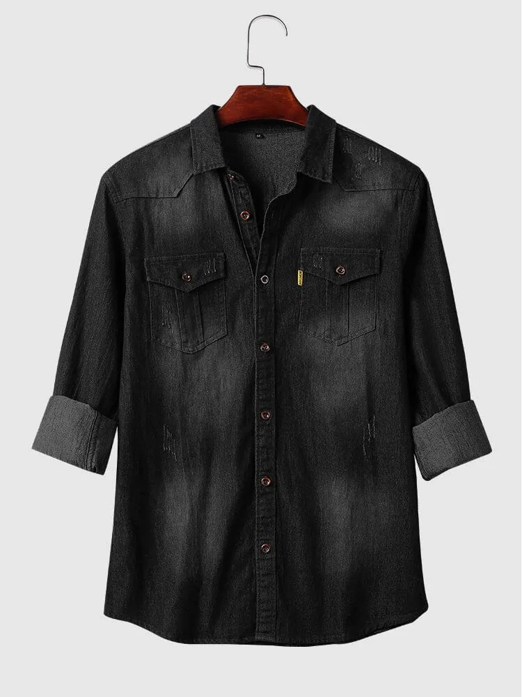 Denim Long Sleeve Shirts sold by Coofandy product image thumbnail 5