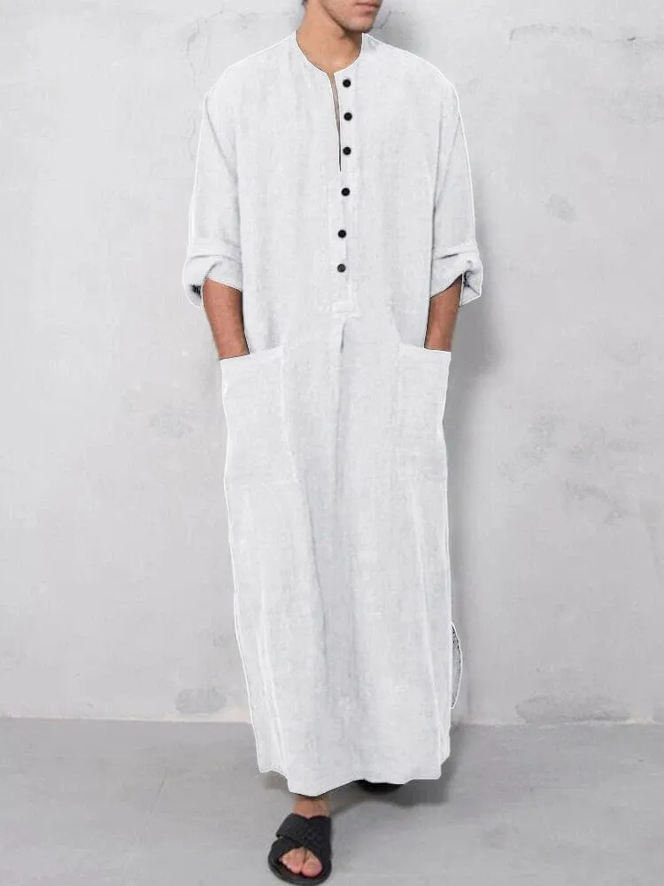 Long Cotton Linen Style Slit Shirt sold by Coofandy product image thumbnail 4