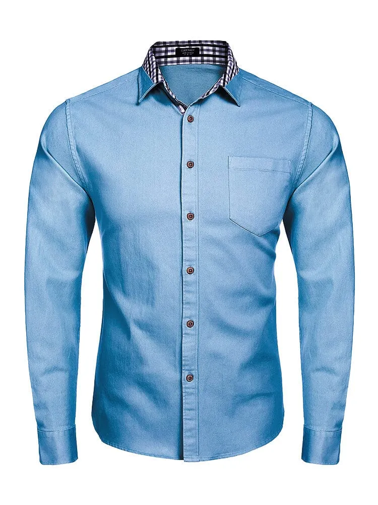 Long-Sleeve Denim Dress Shirt sold by Coofandy product image thumbnail 2