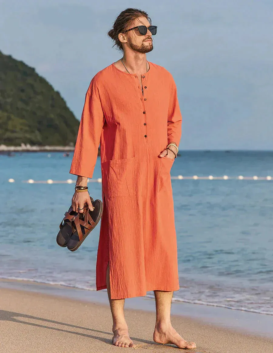 Long Cotton Linen Style Slit Shirt sold by Coofandy