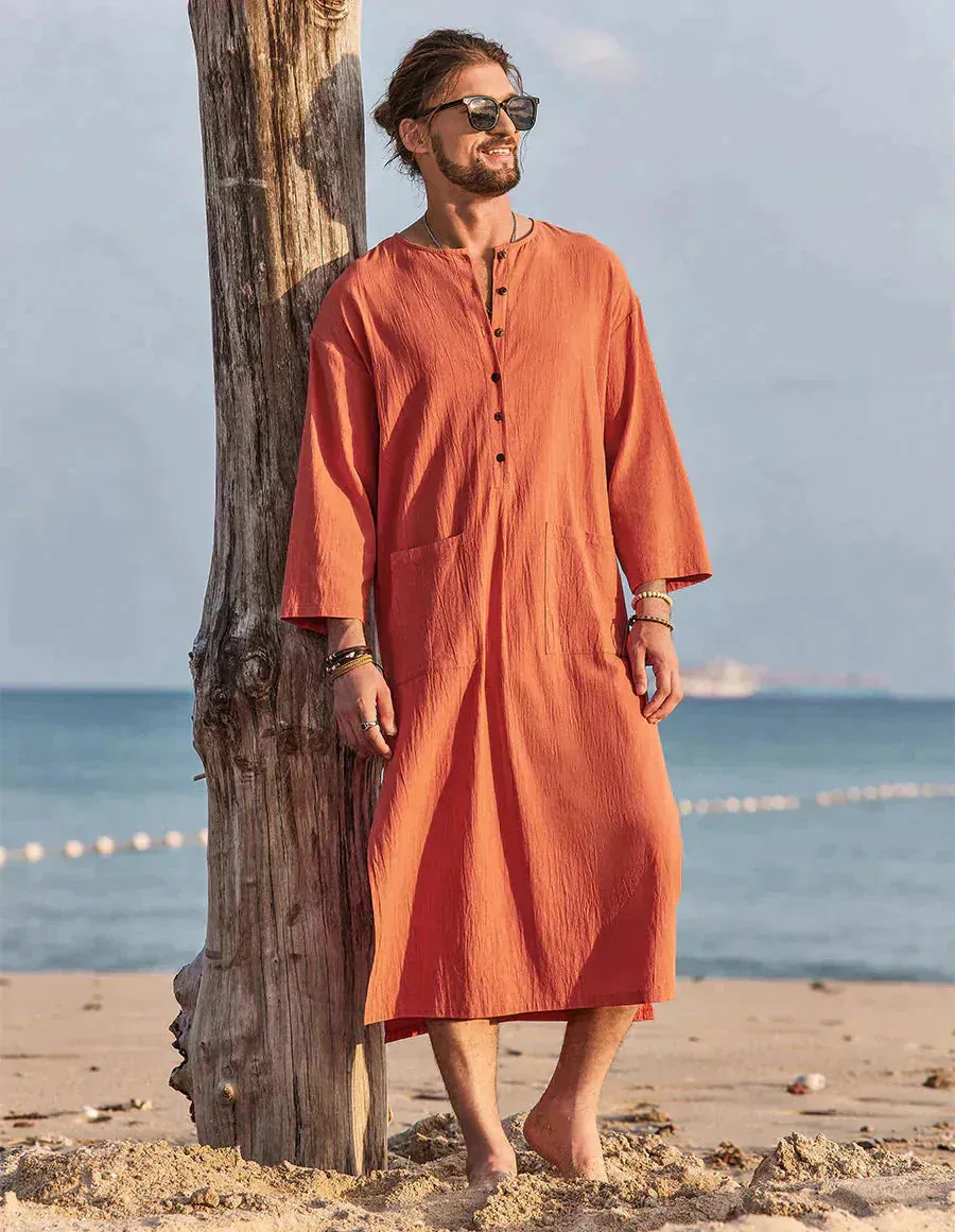 Long Cotton Linen Style Slit Shirt sold by Coofandy product image thumbnail 5