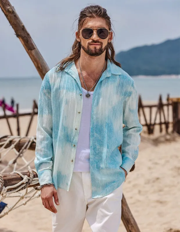 Tie-Dyed Pattern Shirt sold by Coofandy
