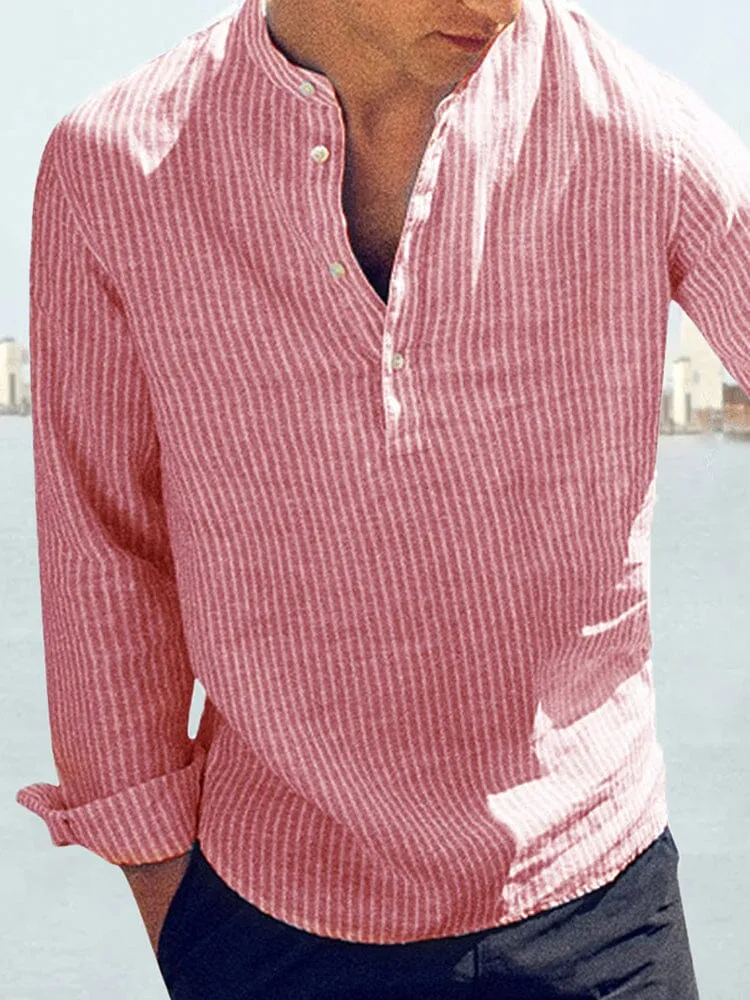 Cotton Linen Style Stripe Shirts sold by Coofandy product image thumbnail 2