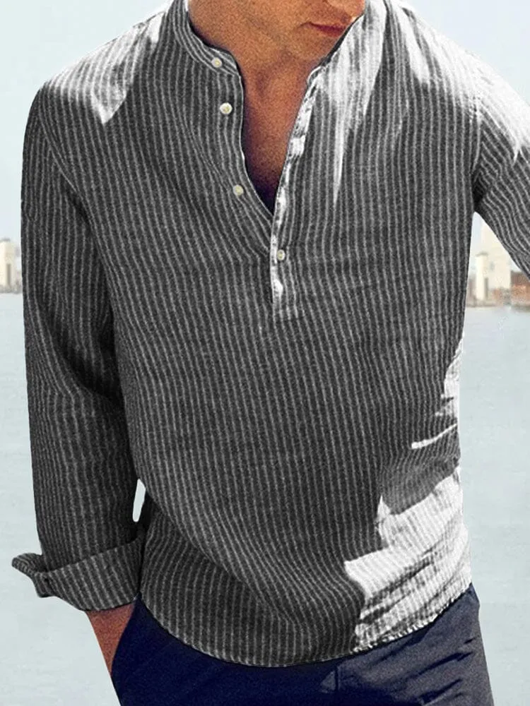 Cotton Linen Style Stripe Shirts sold by Coofandy product image thumbnail 3