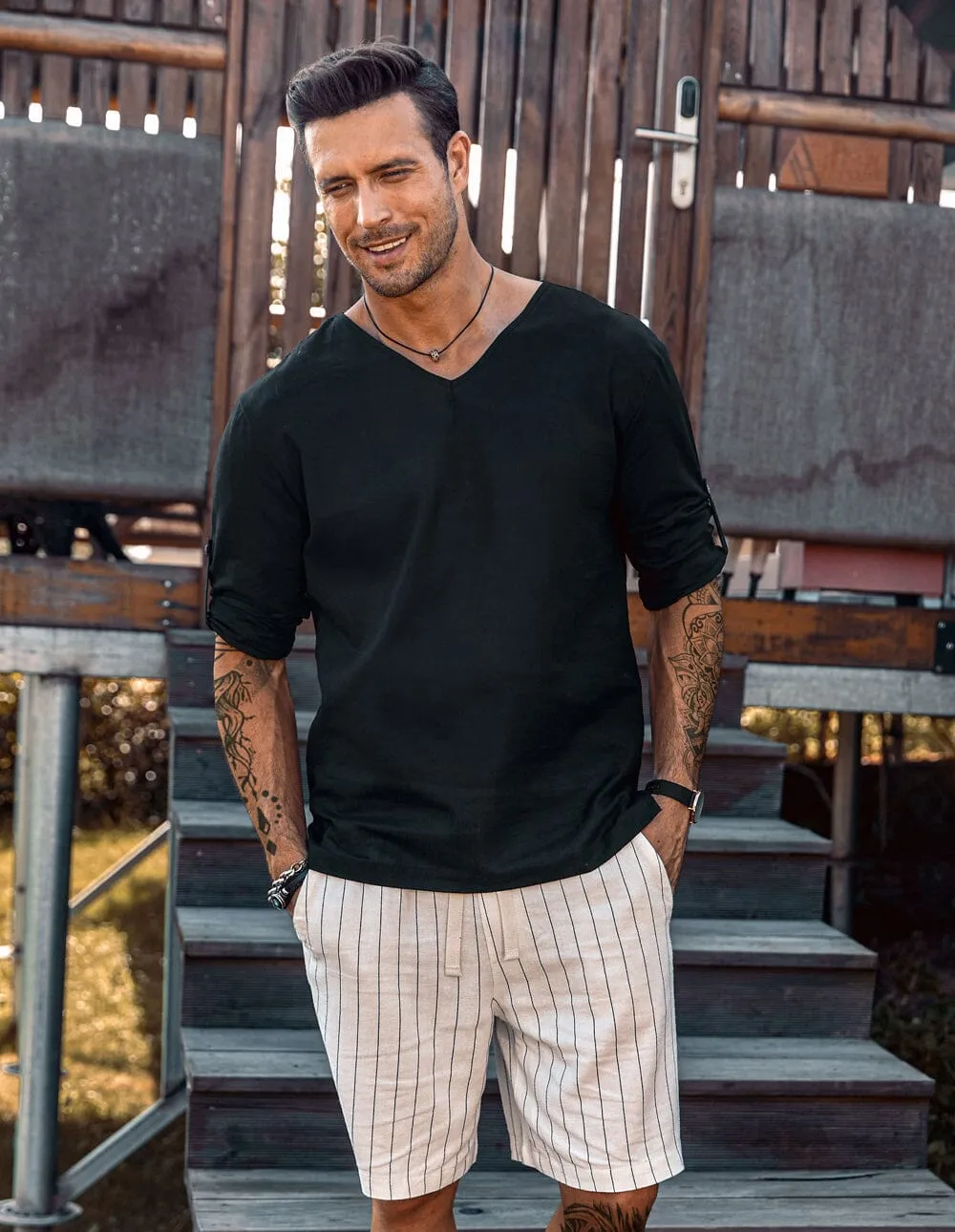 Cotton Linen Style Beach Shirt sold by Coofandy product image thumbnail 3