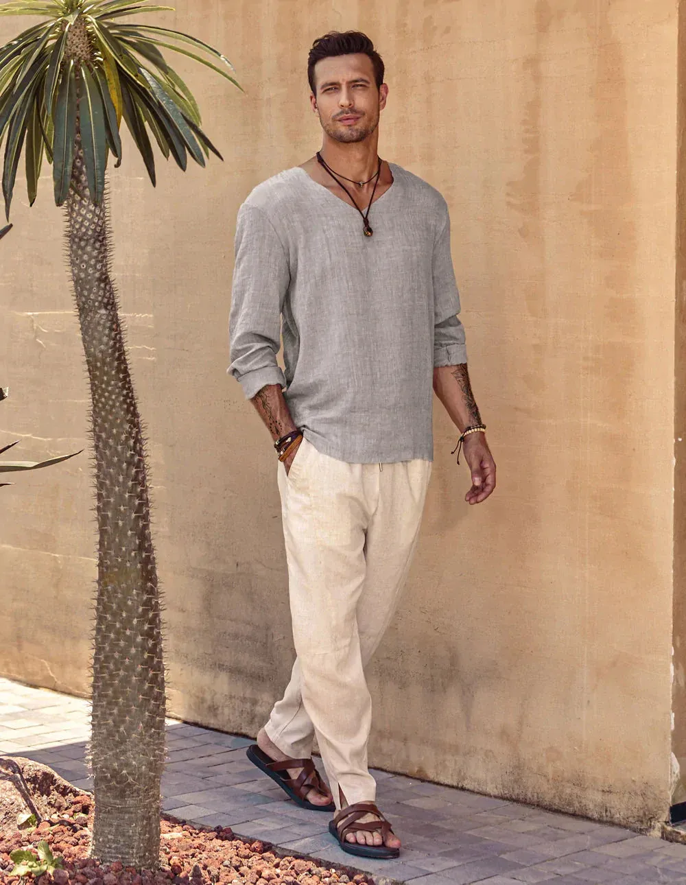 Coofandy Linen Style Simple Long-sleeved Shirt sold by Coofandy product image thumbnail 5