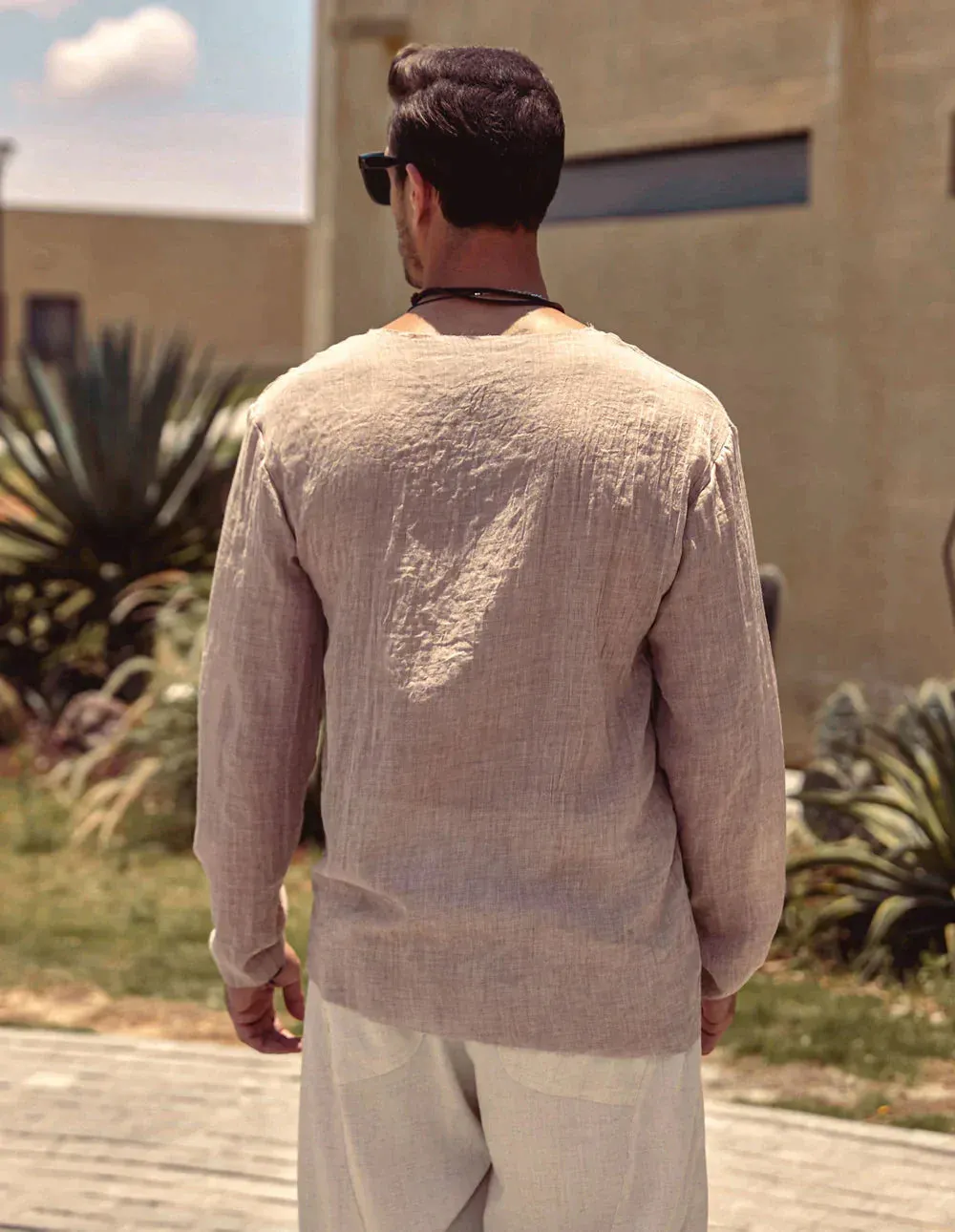 Coofandy Linen Style Simple Long-sleeved Shirt sold by Coofandy product image thumbnail 2