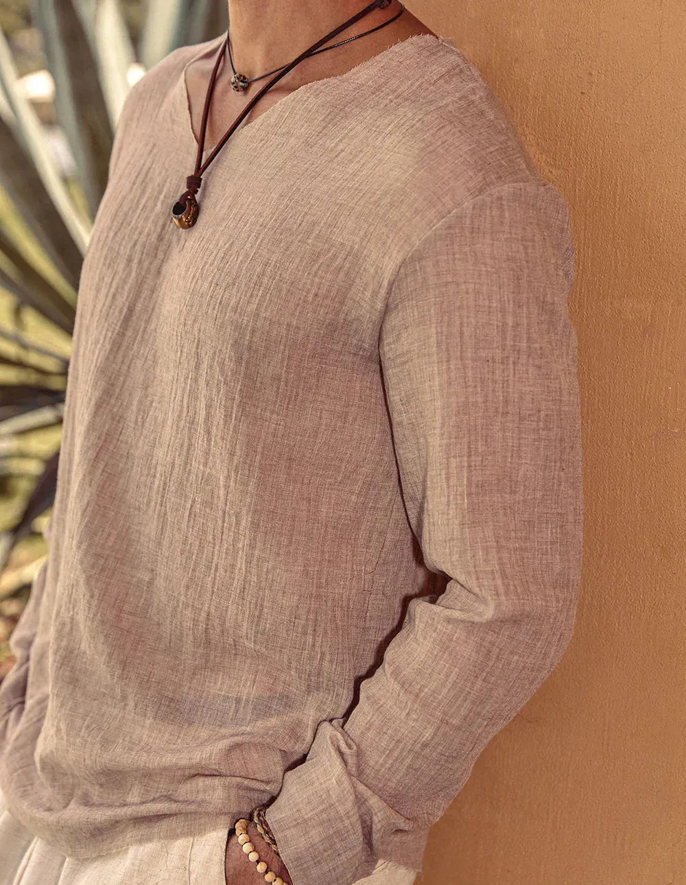 Coofandy Linen Style Simple Long-sleeved Shirt sold by Coofandy product image thumbnail 3