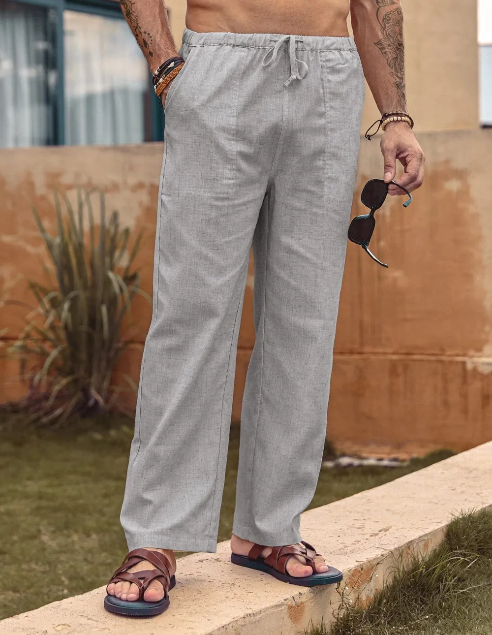 Linen Style Elastic Waist Yoga Pants (US Only) sold by Coofandy product image thumbnail 4