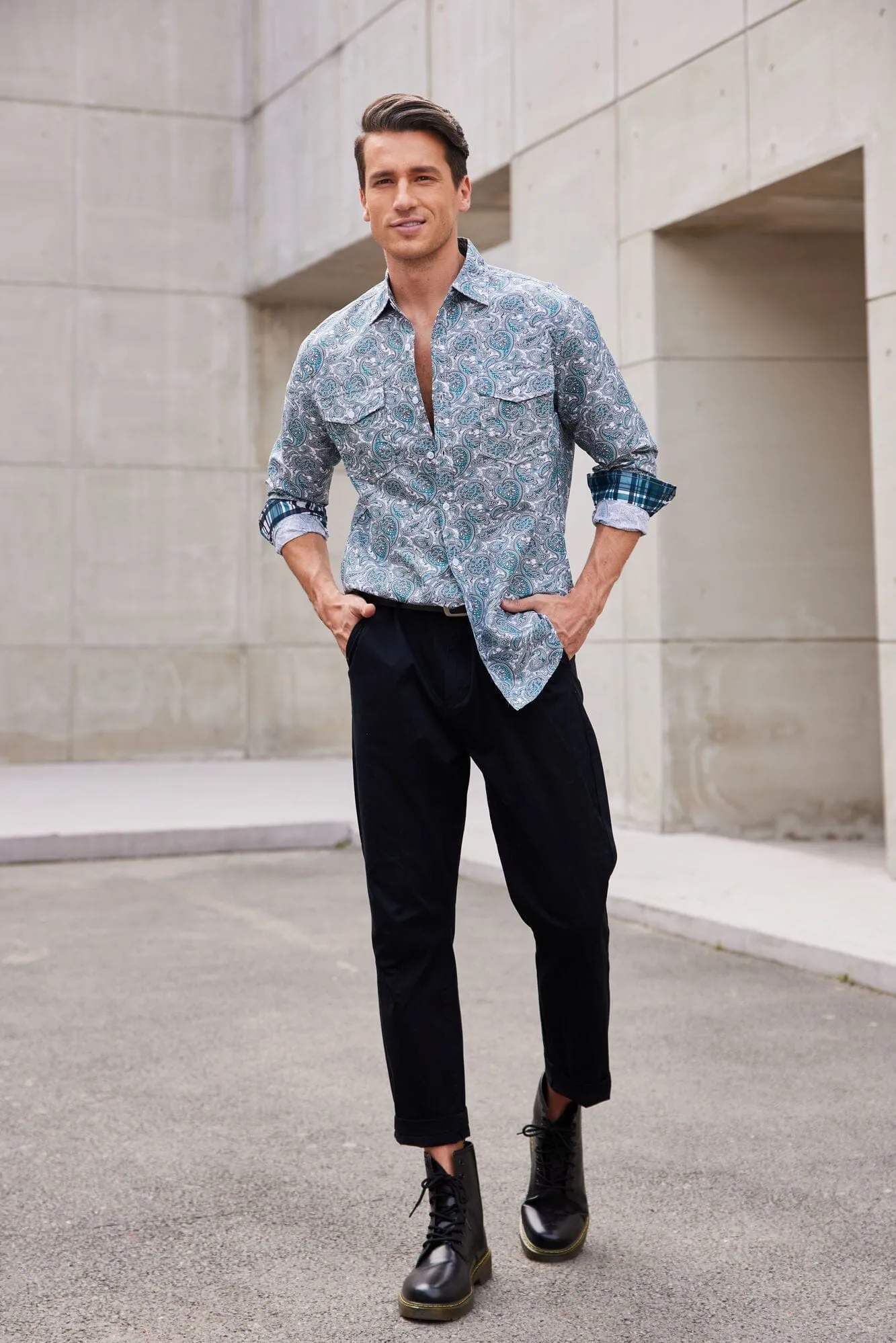 Floral Dress Slim Shirt (US Only) sold by Coofandy product image thumbnail 5