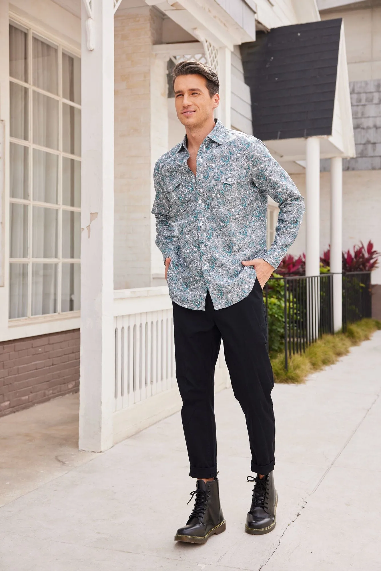 Floral Dress Slim Shirt (US Only) sold by Coofandy product image thumbnail 2