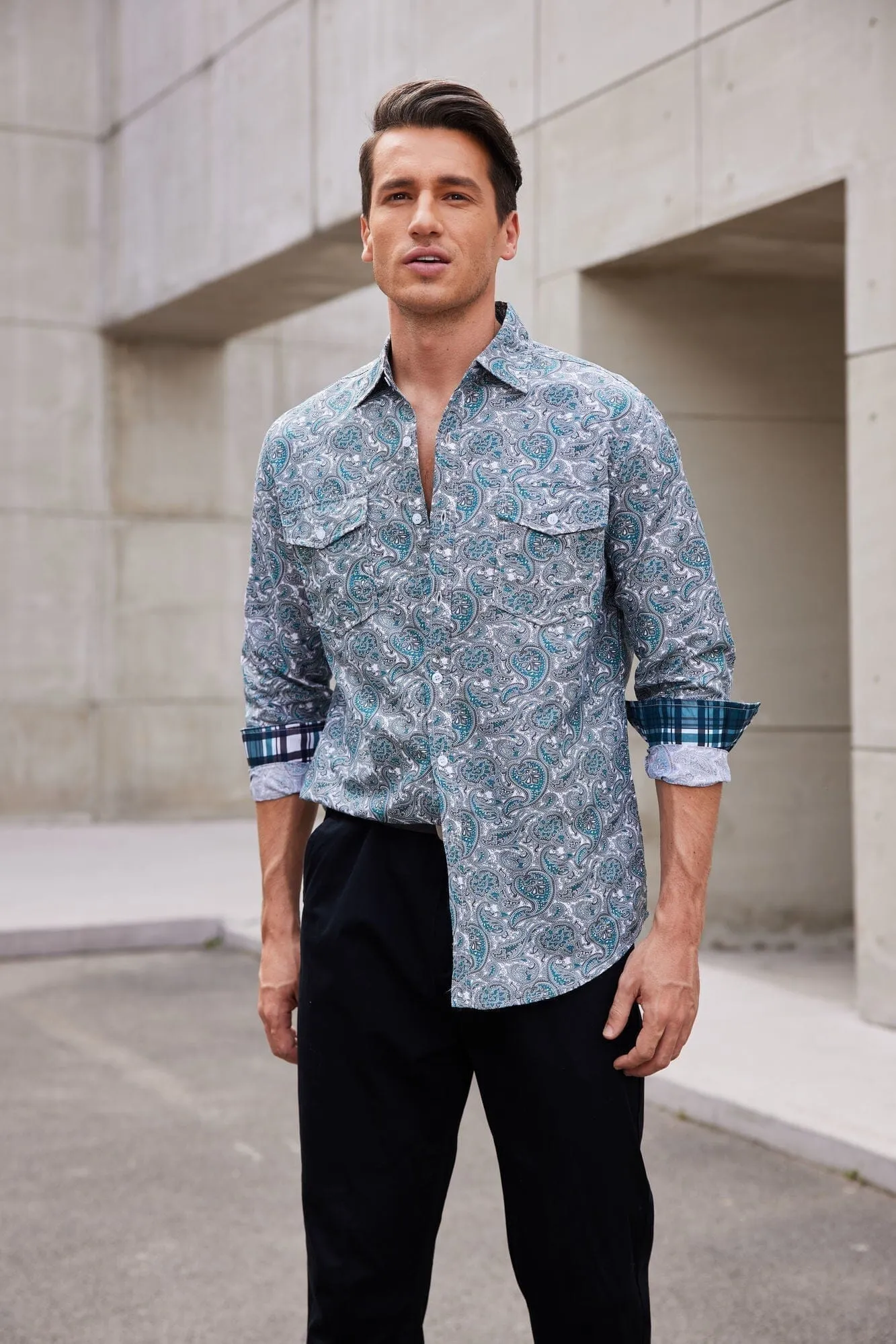 Floral Dress Slim Shirt (US Only) sold by Coofandy product image thumbnail 3