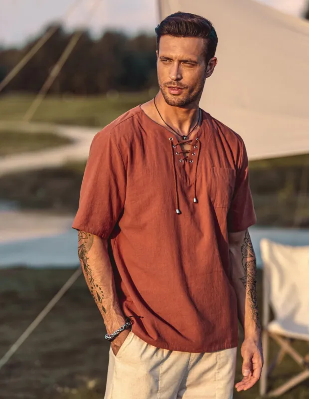Casual Linen Style V Neck Shirts (US Only) sold by Coofandy