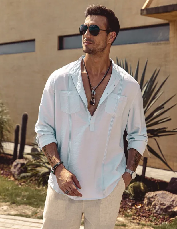 Henley Cotton Beach Shirts (US Only) sold by Coofandy