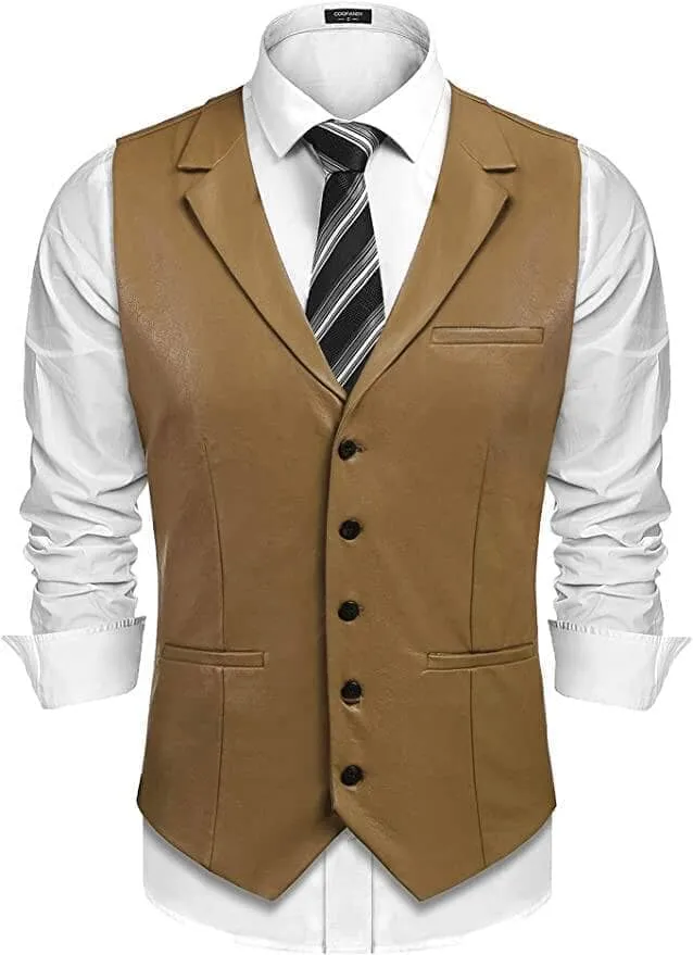 Leather Vest (US Only) sold by Coofandy product image thumbnail 2