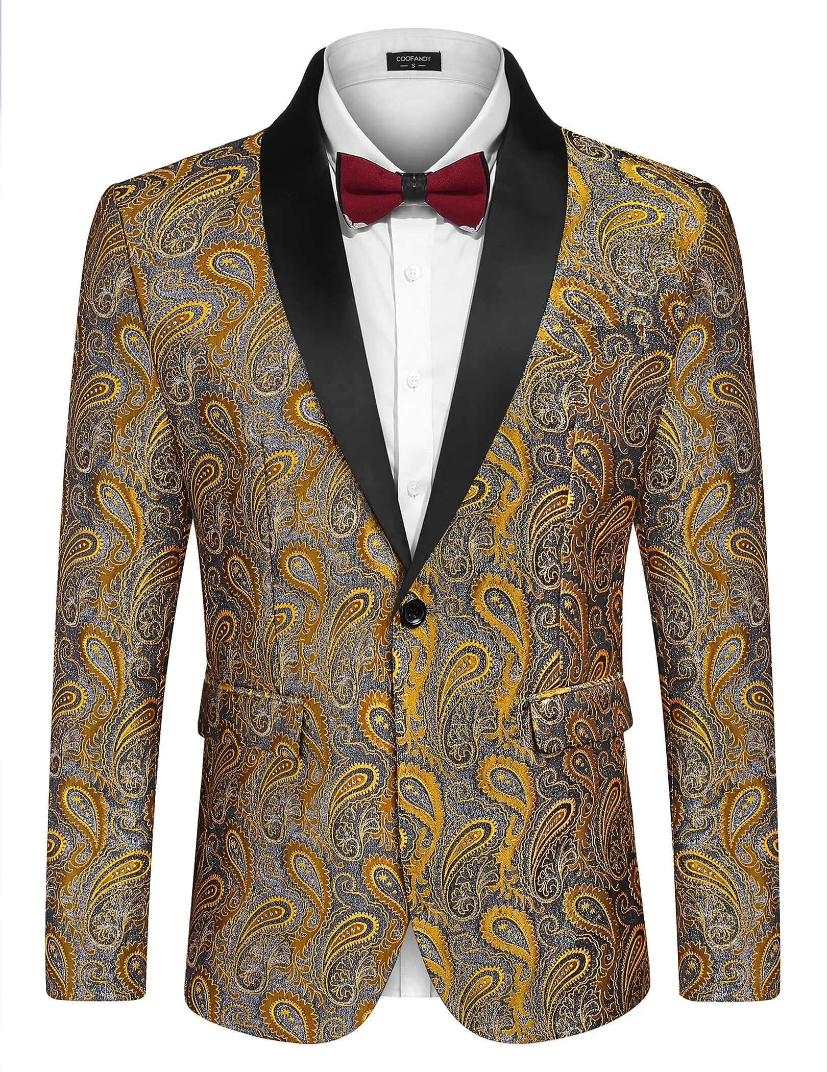 Paisley Shawl Lapel Blazer (US Only) sold by Coofandy product image thumbnail 5